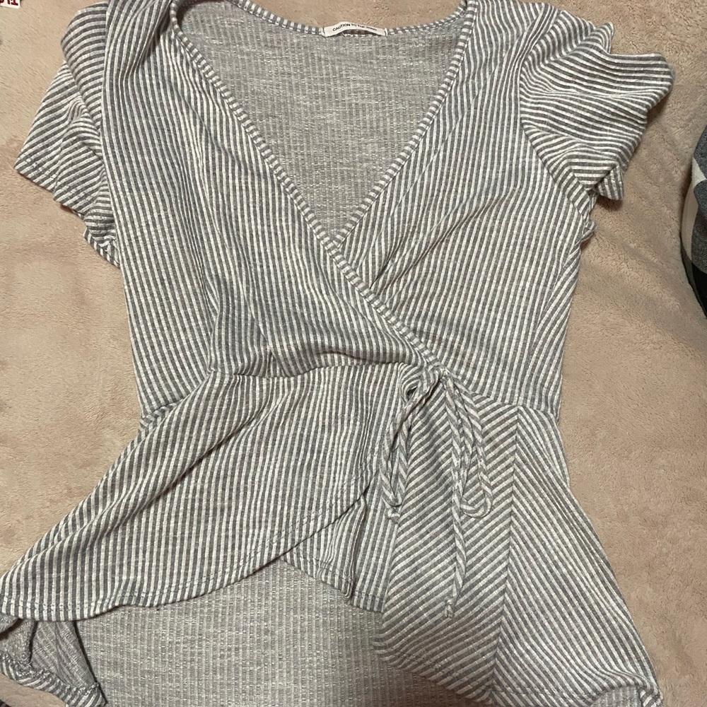 Striped wrap shirt
